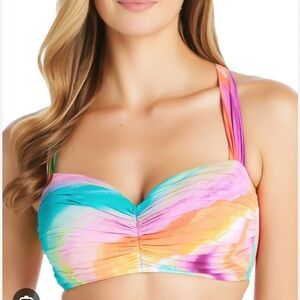 Bleu Rod Beattie Multicolor Ruched Bikini Top 34D & bottom size 8